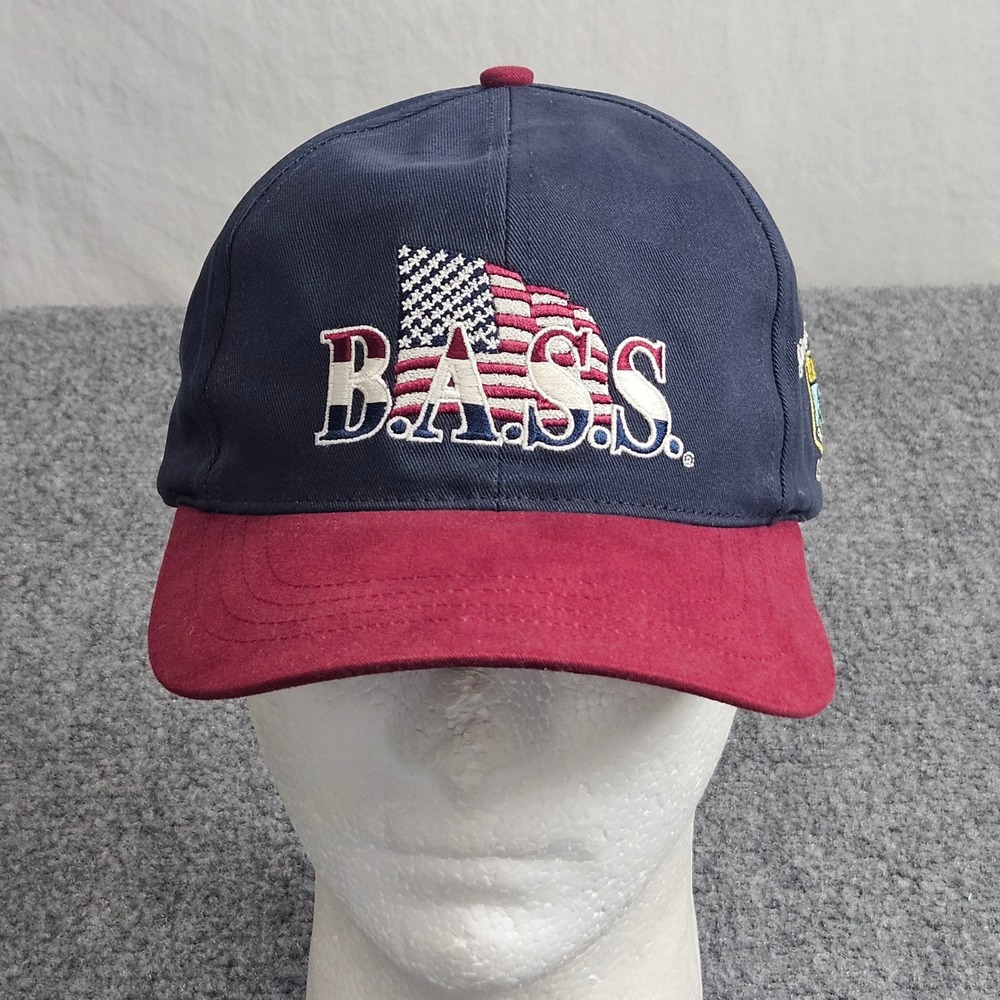 Y2K BASS Fishing Hat Mens Cap Navy Red Vintage Limited Edition 2000 Outdoor
